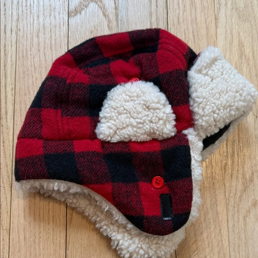 Plaid Red and Black Kids Cozy Winter Hat